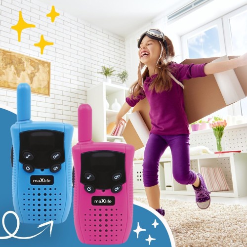 Maxlife Walkie Talkies For Kids Blue-Pink - 3 Safe Channels - Set Of 2 Walkie Talkies - Long Distance Walkie Talkies - Outdoor G