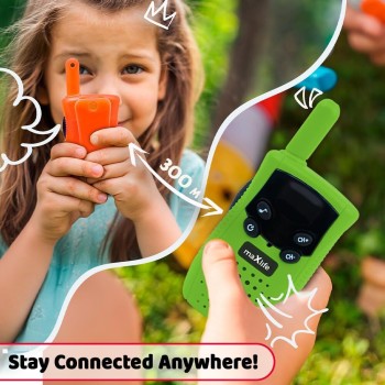 Maxlife Walkie Talkie Για Παιδιά Πορτοκαλί Πράσινο - 3 Ασφαλή Κανάλια Σετ Με 2 Walkie Talkie - Walkie Talkie Για Μεγάλες Αποστάσ