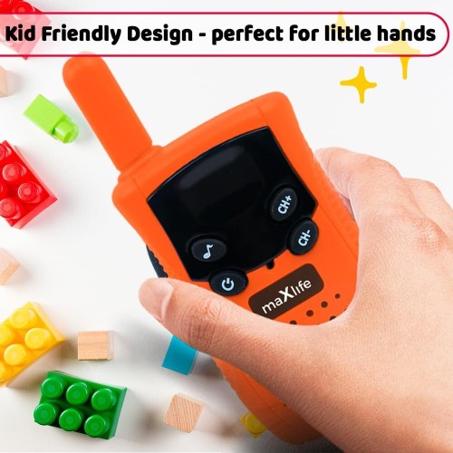 Maxlife Walkie Talkie For Kids Orange-Green - 3 Safe Channels - Set Of 2 Walkie Talkie - Long Distance Walkie Talkie - Outdoor G