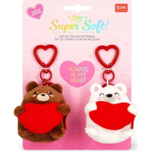 Legami Σετ 2 Mini Λούτρινα Μπρελόκ - Teddy Bears - Μαλακό! SPK0001 8052694026318