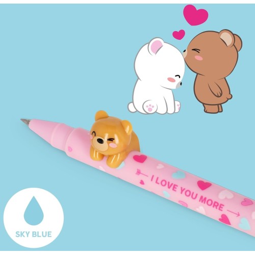 Legami Set Of 2 Lovely Friends Gel Pens, Limited Edition, Removable And Recombinable Decorative Animal, Prevents Rolling, Blue A