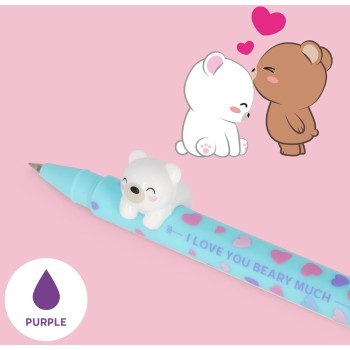 Legami Set Of 2 Lovely Friends Gel Pens, Limited Edition, Removable And Recombinable Decorative Animal, Prevents Rolling, Blue A
