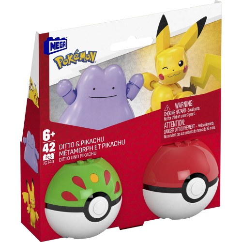 Mega Pokemon-Pokeball Σετ Των 2 Pok - Pikachu And Ditto Pokemon Κατασκευών HXP11 / JCT43 194735275908
