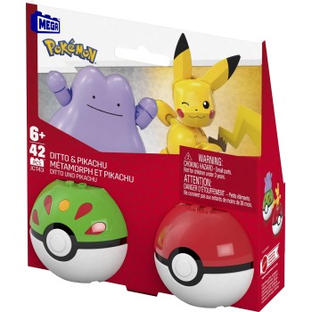 Mega Pokemon-Pokeball Σετ Των 2 Pok - Pikachu And Ditto Pokemon Κατασκευών HXP11 / JCT43 194735275908