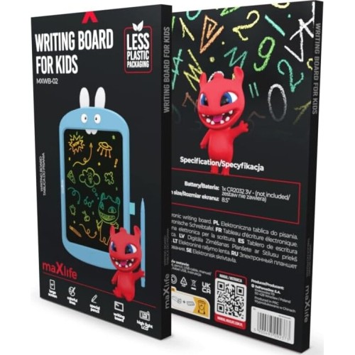 Maxlife Kids Παιδικός Ηλεκτρονικός Πίνακας Σημειώσεων Μπλε, Πολύχρωμη Οθόνη 8,5 Ιντσών MXWB-02B 5900495092373