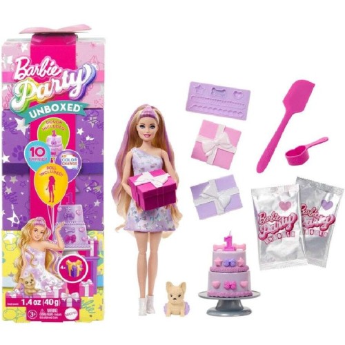 Mattel Barbie Party Unboxed Reveal Κούκλα Ξανθία Με Γαλλικό Μπουλντόγκ JFG70 194735296538
