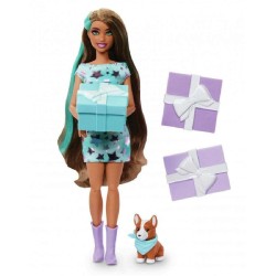 Mattel Barbie Party Unboxed Reveal Doll Brunette With Corgi JFG72 194735296514
