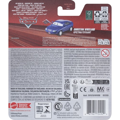 Mattel Disney Cars Disney Pixar Cars Gcc03 Toy Vehicle Christina Wheeland Blue Race Fan DXV29 / GCC03 887961724929