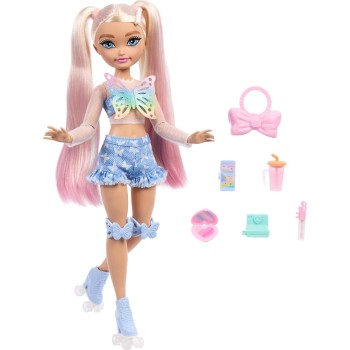 Mattel Barbie Dream Besties Doll And Accessories, Malibu Posable Roller Skating Fashion Doll With Blonde Hair, 9 Makeup Themed P