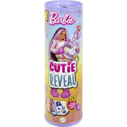 Mattel Barbie Cutie Reveal Doll & Accessories With Tie-Dyed Bunny Plush Costume & 10 Surprises HRK38 194735178575
