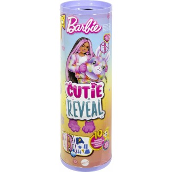 Mattel Barbie Cutie Reveal Doll & Accessories With Tie-Dyed Bunny Plush Costume & 10 Surprises HRK38 194735178575