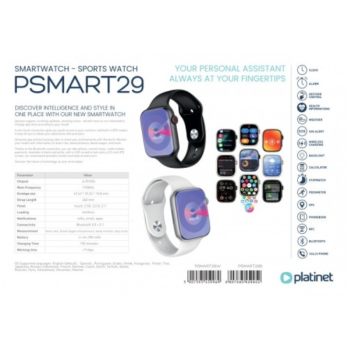 Platinet Smartwatch Black PSMART29B 5907595459952