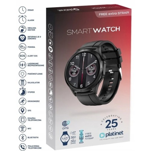Smartwatch Platinet Bluetooth 5.1 GPS NFC 270Mah PSMART20B 5907595461139