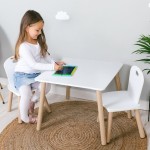 FreeON Ξύλινο Τραπεζάκι Με 2 Καρέκλες Athena, Λευκό 40437 3830075040437
