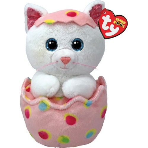 Ty Beanie Boos Giggles Χνουδωτή Γατούλα Σε Αυγό Λευκό And Ροζ 15Εκ 1607-37369 008421373697