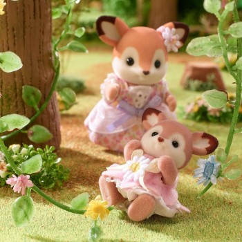 Epoch Sylvanian Families - Μωρά Ελαφάκια -Σετ Φλοράλ Κούνιας 5801 5054131058015