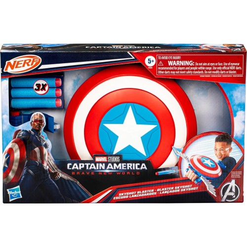 Hasbro Marvel Avengers Captain America Brave New World Nerf Skyshot Blaster, Shield Rolepl F9302 5010996212955
