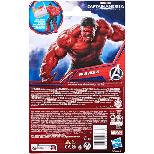 Hasbro Marvel Avengers Epic Hero Series Captain America: Brave New World Red Hulk Action Figure, 4-Inch Super Hero Toys For Kids