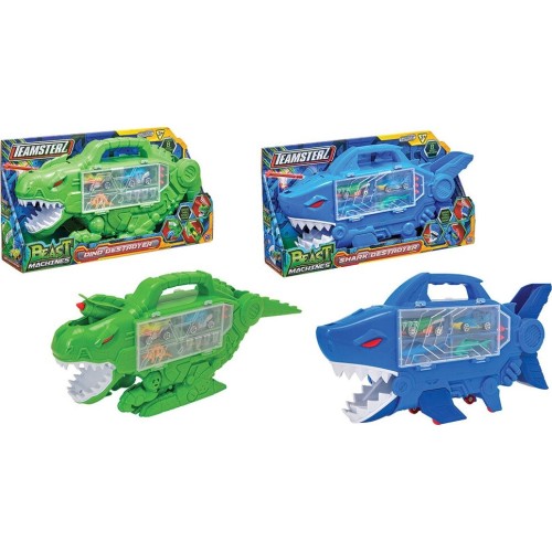 As company Teamsterz Beast Machines Dino Destroyer and Shark Destroyer Vehicle Press With 2 Vehicles and Accessories for 3+ Year