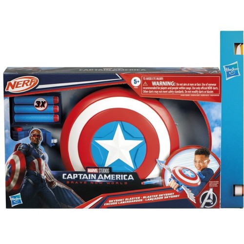 Hasbro Marvel Avengers Captain America Brave New World Nerf Skyshot Blaster, Shield Rolepl F9302 105532