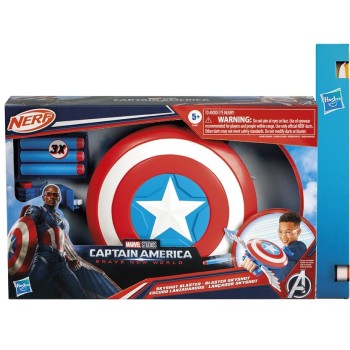 Hasbro Λαμπάδα Marvel Avengers Marvel Captain America Brave New World Nerf Skyshot Blaster, Ασπίδα F9302 105532