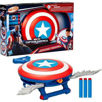 Hasbro Λαμπάδα Marvel Avengers Marvel Captain America Brave New World Nerf Skyshot Blaster, Ασπίδα F9302 105532
