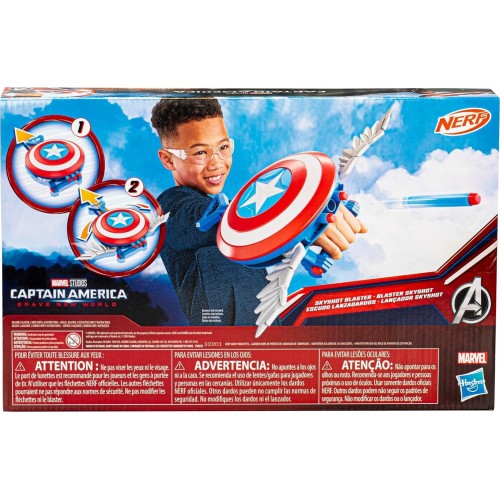 Hasbro Λαμπάδα Marvel Avengers Marvel Captain America Brave New World Nerf Skyshot Blaster, Ασπίδα F9302 105532