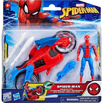 Hasbro Spiderman Spider-Man Web Blast Cycle Φιγούρα Δράσης 10 Εκ Με Μοτοσυκλέτα F6899 5010996283955
