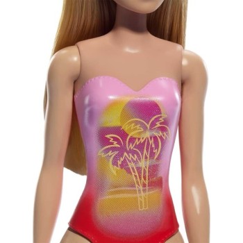 Mattel Barbie Beach Pink Palm Tree-Print Swimsuit Κούκλα DWJ99 / HXX48 194735240982