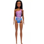 Barbie Mattel Dark Brown Hair Wearing Tropical Purple Swimsuit Doll DWJ99 / HXX49 194735241019