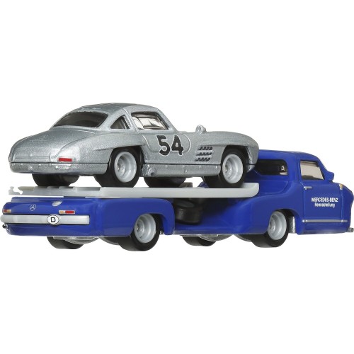 Mattel Hot Wheels Hw Premium - Νταλίκα Με Αυτ/Κι Car Culture: Team Transport Mercedes-Benz 300 SL & '55 Mercedes Benz Blaues Wun