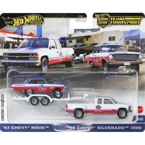 Mattel Hot Wheels Hw Premium - Νταλίκα Με Αυτ/Κι Car Culture: Team Transport '63 Chevy Nova/'88 Chevy Silverado 3500 FLF56 / HRV