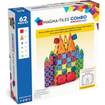 magna tiles Magna-Tiles Combo Μαγνητικό Παιχνίδι 62 Κομματιών 244062 850025176415