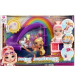 MGA Entertainment Rainbow High Littles Pool Day Playset + Small Doll (pink 5.5”) 522249-EUC 035051522249