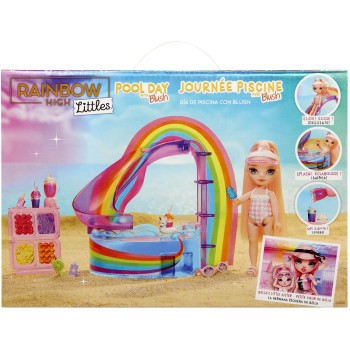MGA Entertainment Rainbow High Littles Pool Day Playset + Small Doll (pink 5.5”) 522249-EUC 035051522249