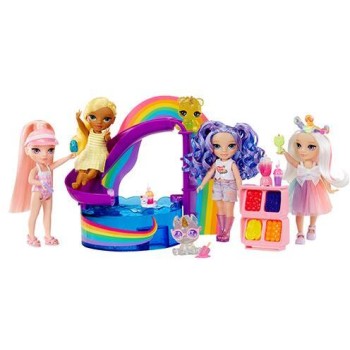 MGA Entertainment Rainbow High Littles Pool Day Playset + Small Doll (pink 5.5”) 522249-EUC 035051522249