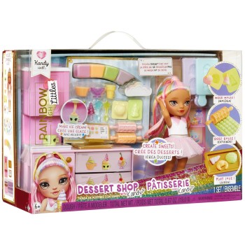 MGA Entertainment Rainbow High Dessert Shop With Littles Doll Kandy Playset! 522058-EUC 035051522058