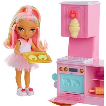 MGA Entertainment Rainbow High Dessert Shop With Littles Doll Kandy Playset! 522058-EUC 035051522058