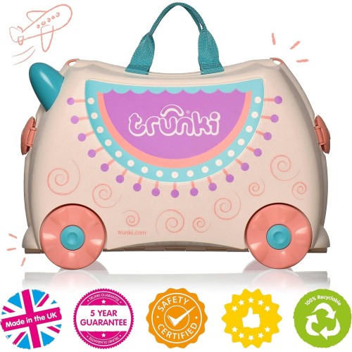 Trunki Hand Luggage And Childrens Suitcase For Sitting On | Childrens Risen Gift For Girls And Boys | Trolley, Pink TRU-007 5055