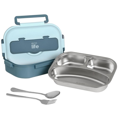 eco life Blue 1lt Food Container | 3 -position 33-FC-9092 5208009003175