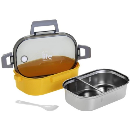 eco life Ecolife φαγητοδοχείο με χώρισμα 900ml yellow 33-BO-9066 5208009002314