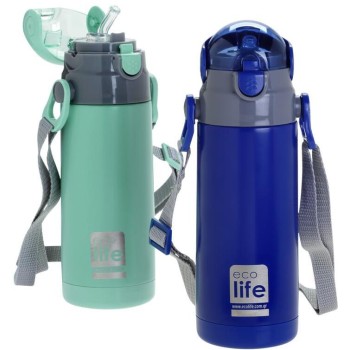 eco life Ecolife παιδικό παγούρι πλαστικό με καλαμάκι mint 400ml 33-BO-2988 5208009002352