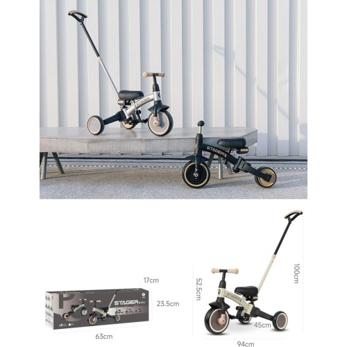QPlay stager 3in1 τρίκυκλο ποδήλατο καφέ 01-1212075-03 5061047481745