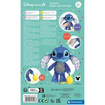 Clementoni Disney Stitch baby βρεφική χνουδωτή κουδουνίστρα stitch για 6+ μηνών 1000-17918 8005125179183