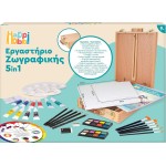 As company Happi Hobbi happihobbi εργαστήριο ζωγραφικής 5 σε 1 mε ξύλινο βαλιτσάκι-καβαλέτο για 9+ χρονών 1038-11045 52030681104