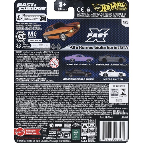Mattel hot wheels hw premium - fast and furious hw alfa romeo guilia όχημα παιχνίδι HNW46 / JBM04 194735263530