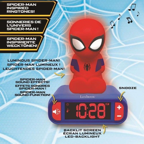 Lexibook Spiderman Ψηφιακό Ρολόι Ξυπνητήρι Με Φωτάκι Νυχτός, Ηχητικά Εφέ Και 3D Φιγούρα Marvel Spider-Man (Rl800sp) 25.RL800SP 3