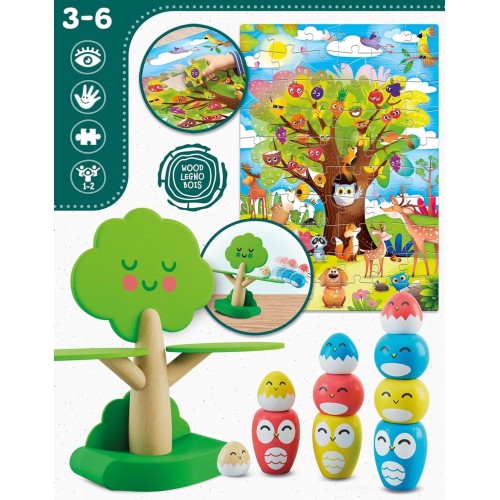 Lisciani Game-Montessori Baby Wood Tree Balancing, 105397, Multicolor, Single Size 08.105397 8008324105397