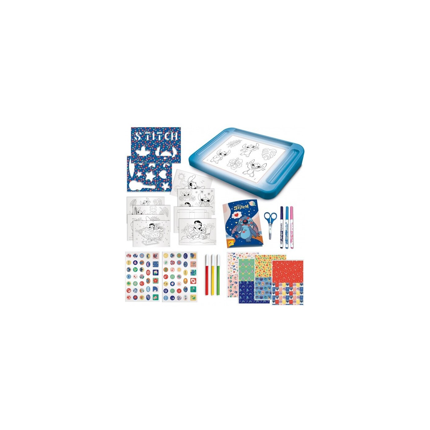 Kit De Dessin Bluey Avec Table Lumineuse A4 - Feutres Parfumés, Pochoirs, Ciseaux - Activité Créative Enfant 3 Ans+