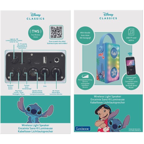 Lexibook Disney Stitch Speaker With Karaoke Stitch Microphone 25.BTP185DZ 3380743107004